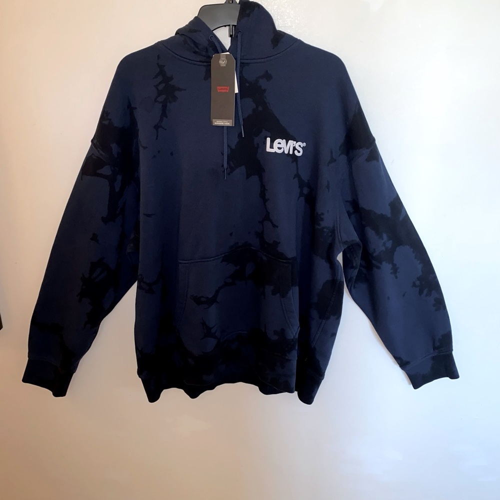 SOLD - Levi’s Blue and black tie dye sweatshirt hoodie (NEW WITH TAGS) Size: XL - Picture 1 of 9